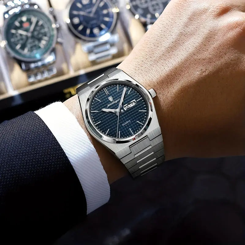 Luxury Steel Watch with Mint Green Dial