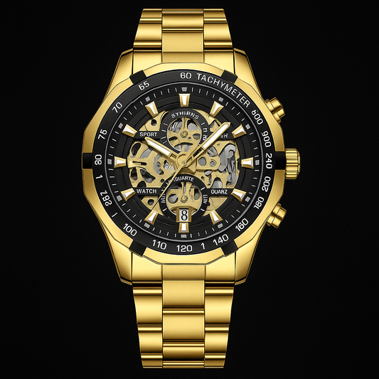 Men’s Steel Skeleton Watch – Bold, Sporty & Eye-Catching