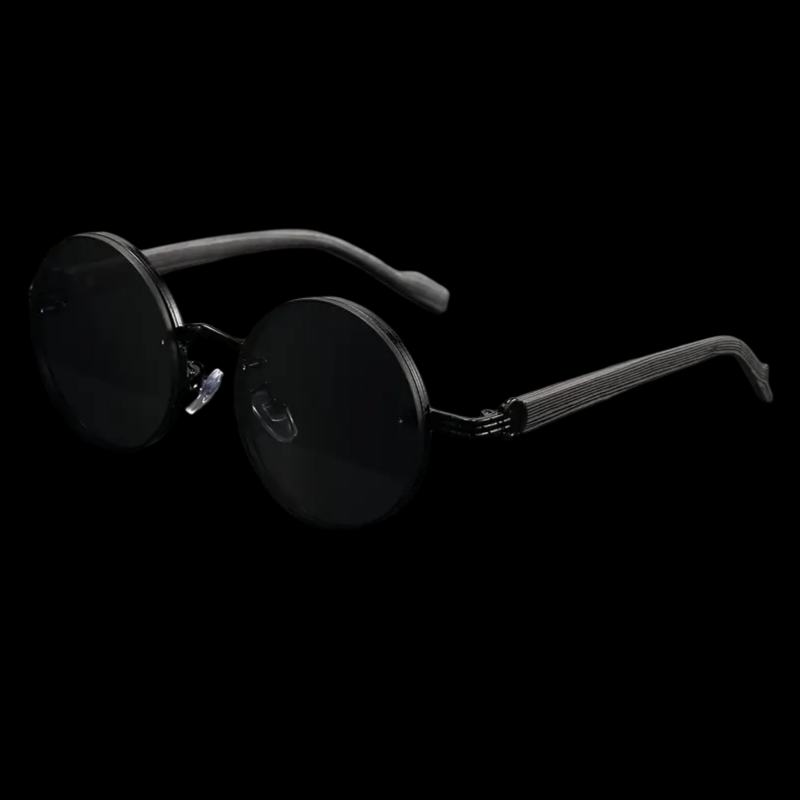 Vintage Round Sunglasses – Woodgrain Frame & Tinted Lenses