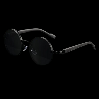Vintage Round Sunglasses – Woodgrain Frame & Tinted Lenses