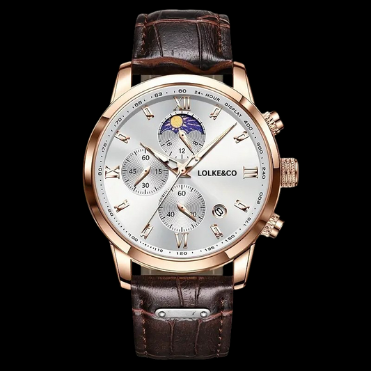 Vintage Chronograph Watch – Rose Gold & Moonphase