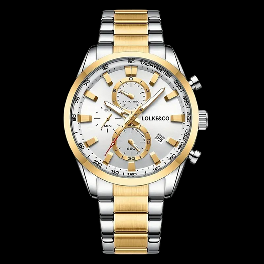 Men’s Gold & Silver Chronograph Watch – Classic Elegance with Modern Precision