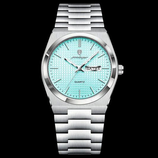 Luxury Steel Watch with Mint Green Dial